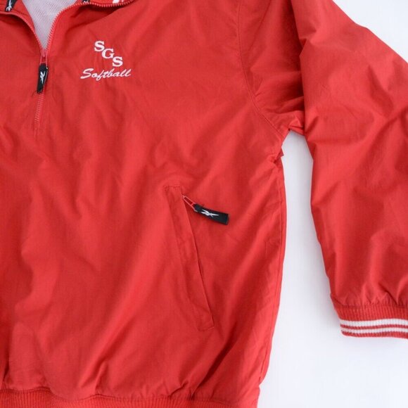 Vintage Reebok Red White Half Zip Nylon Lined Pull Over Windbreaker Jacket Large - Picture 7 of 11